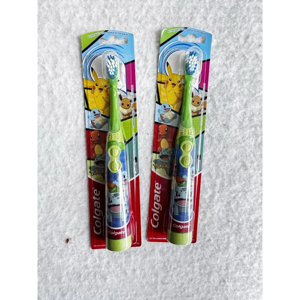 2* Colgate Kids‎ Toothbrush Battery Powered Electric Extra Soft Bristles Pokemon